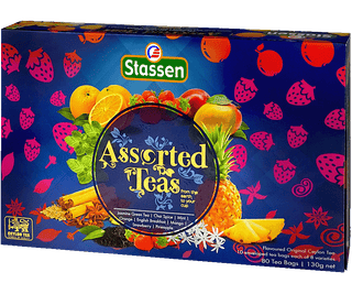 Stassen Assorted Teas w niebieskim, zdobionym pudełku – zestaw 8 smaków ekspresowych herbat cejlońskich.