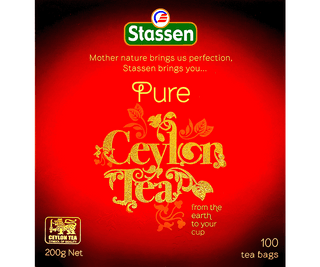 Stassen Pure Ceylon Tea w czerwonym pudełku – ekspresowa herbata cejlońska bez dodatków.