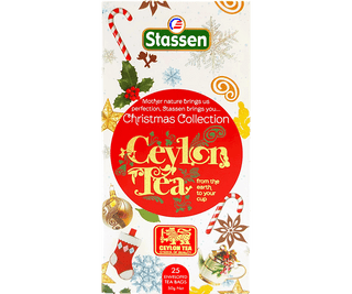 Stassen Christmas Collection w świątecznie zdobionym pudełku – zestaw 5 smaków ekspresowych herbat cejlońskich.