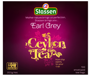 Stassen Earl Grey fioletowym pudełku – ekspresowa herbata cejlońska z bergamotką.
