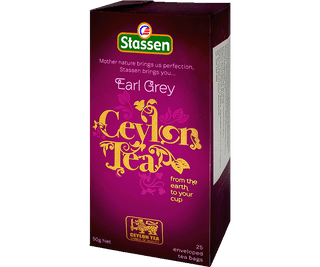 Stassen Earl Grey w fioletowym pudełku – ekspresowa herbata cejlońska z bergamotką.