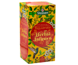 STASSEN Herbata - Rejuvenate Tea - Ozdobny kartonik z motywem ziołowym z herbatą.