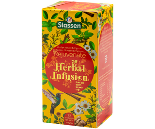 STASSEN Herbata - Rejuvenate Tea - Ozdobny kartonik z motywem ziołowym z herbatą.