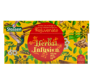 STASSEN Herbata - Rejuvenate Tea - Ozdobny kartonik z motywem ziołowym z herbatą.