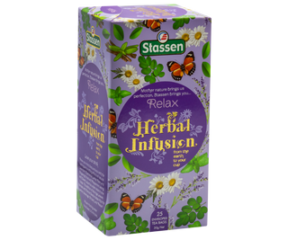 STASSEN Herbata - Relax Herbal Infusion - ozdobny kartonik z motywem wiosennym z ziołową herbatą.