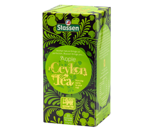STASSEN Herbata - Apple Tea - ozdobne opakowanie z zielonym motywem.