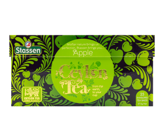 STASSEN Herbata - Apple Tea - ozdobne opakowanie z zielonym motywem.