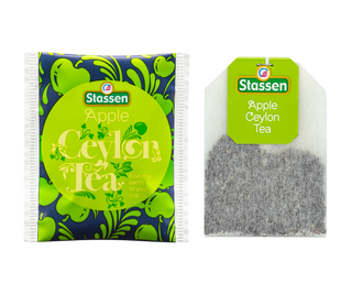 STASSEN Herbata - Apple Tea - ozdobne opakowanie z zielonym motywem.