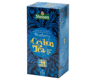 STASSEN Herbata - Blueberry Tea - ozdobne opakowanie z niebieskim motywem.