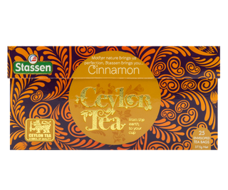 STASSEN Herbata - Cinnamon Tea - ozdobne opakowanie z cynamonowym ornamentem.