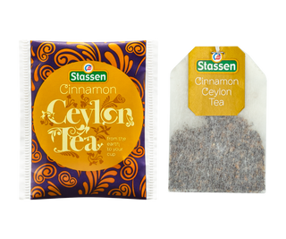STASSEN Herbata - Cinnamon Tea - ozdobne opakowanie z cynamonowym ornamentem.