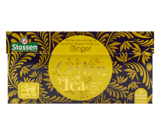 STASSEN Herbata - Ginger Tea - ozdobne opakowanie z imbirowymi ornamentami. 