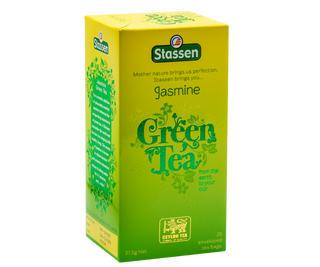STASSEN Herbata - Jasmine Green Tea - ozdobne zielone opakowanie z zieloną herbatą z aromatem jaśminu. 