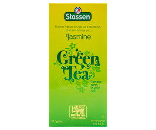 STASSEN Herbata - Jasmine Green Tea - ozdobne zielone opakowanie z zieloną herbatą z aromatem jaśminu. 