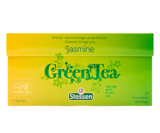 STASSEN Herbata - Jasmine Green Tea - ozdobne zielone opakowanie z zieloną herbatą z aromatem jaśminu. 