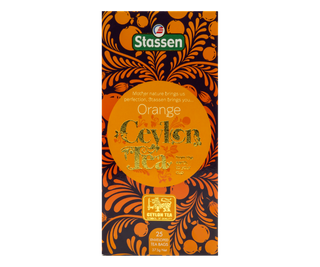 STASSEN Herbata - Orange Tea - ozdobne opakowanie z motywem pomarańczy.
