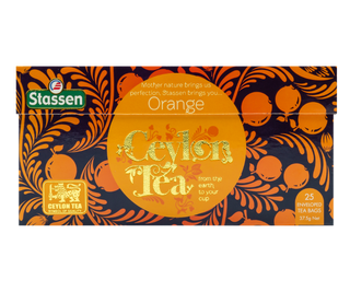 STASSEN Herbata - Orange Tea - ozdobne opakowanie z motywem pomarańczy.